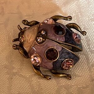 Art Deco Scarab Beetle Pin, Lavender Bug Pin